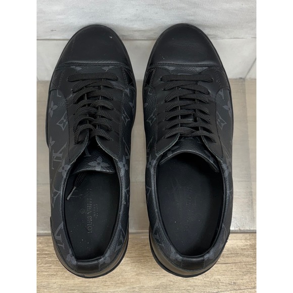 Louis Vuitton Black Monogram Leather Sneakers Men's Size 5 MS0241 - Picture 5 of 10